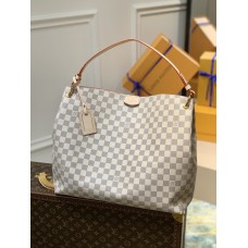 Louis Vuitton N42233 nagy fehér rácsos rózsaszín bevásárlótáska: stílusos