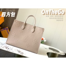 Louis Vuitton M44925 Olifantgrijze Onthego grote tas met reliëf