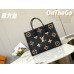 Louis Vuitton M45495 Tas Tote Medium OnTheGo Cetak Hitam