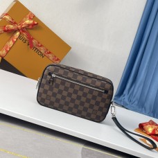 Embrague Louis Vuitton Damier de lona revestida de grafito Kasai N41664