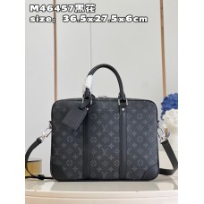 Louis Vuitton Voyage kis aktatáska M46457 fekete virág Porte-Documents Voyage PM Monogram Eclipse - Férfi