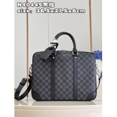 Louis Vuitton Voyage kis aktatáska N40445 fekete rács Porte-Documents Voyage PM Damier grafit vászon - férfiak