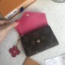 Louis Vuitton M64203 Cartera Victorine de lona con monograma de 24 quilates Five Money Money con dije de flores Rosa