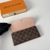 Реальный снимок Louis Vuitton N60214 с золотой пряжкой, коричневый пудровый кошелек Emilie Кошелек Damier Ebene Canvas