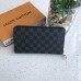 Louis Vuitton N63077 Leder-Kartenhalter Zippy Organizer Damier Graphite Canvas