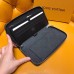 Louis Vuitton N63077 Leather Card Holder Zippy Organiser Damier Graphite Canvas