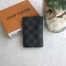 Louis Vuitton N63143 24K Lima Uang Uang Saku Organizer Kanvas Grafit Damier