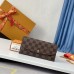 Echte opname van Louis Vuitton N63544 gouden gesp bruin raster rood Emilie portemonnee Damier Ebene Canvas