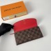 Echte opname van Louis Vuitton N63544 gouden gesp bruin raster rood Emilie portemonnee Damier Ebene Canvas