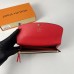 Foto asli Louis Vuitton N63544 dompet Emilie merah kotak coklat gesper emas Damier Ebene Canvas